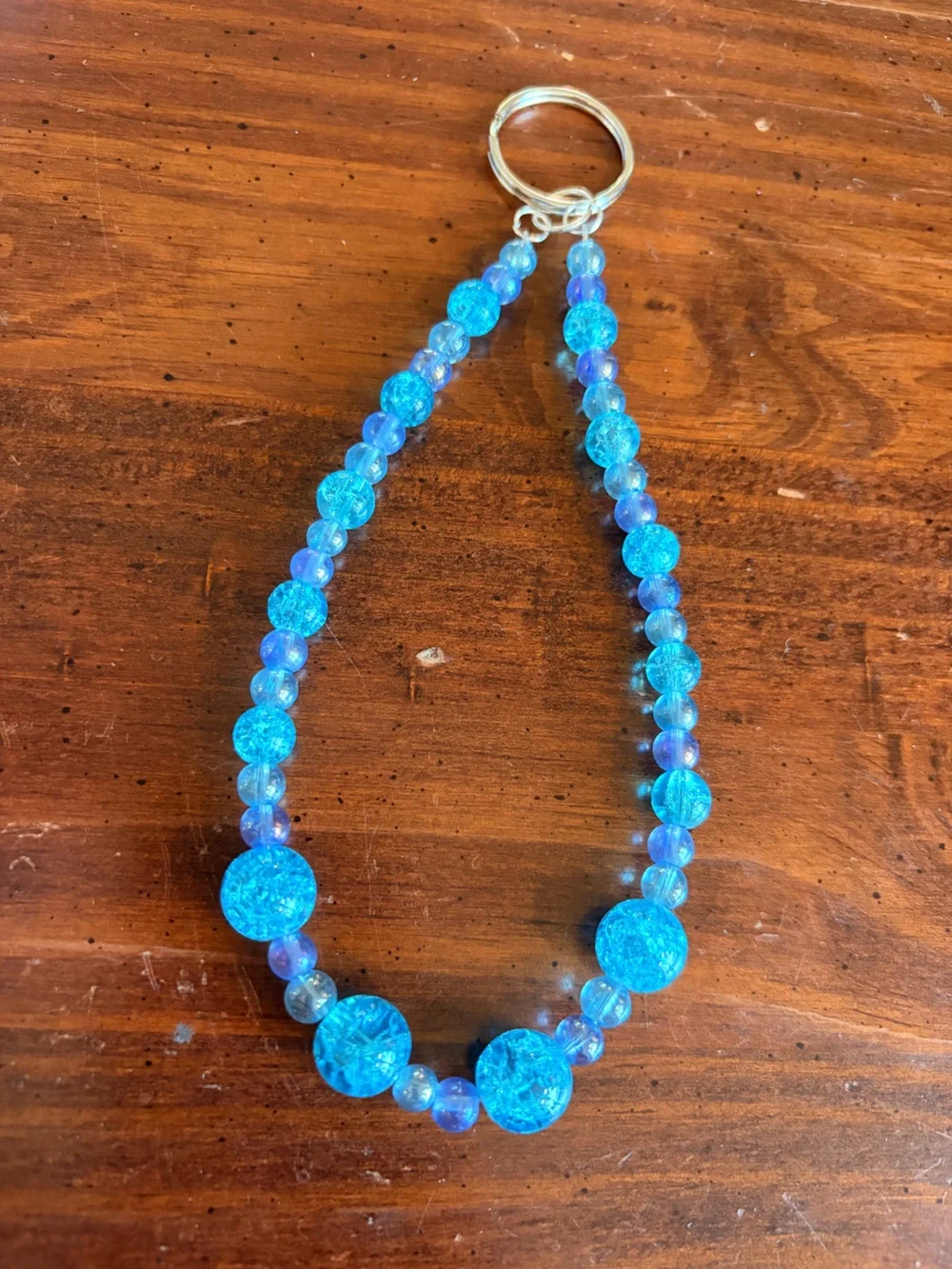 Handmade Blue Beaded Keychain Strap - Women Accessories Keychain Bag Charm